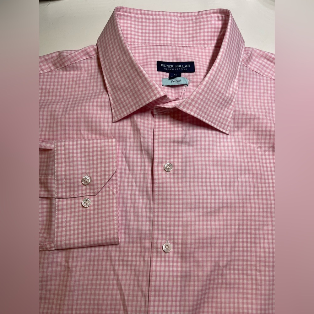 Peter Millar Crown Crafted Renato Cotton Sport Shirt pink XL button $250 NWT